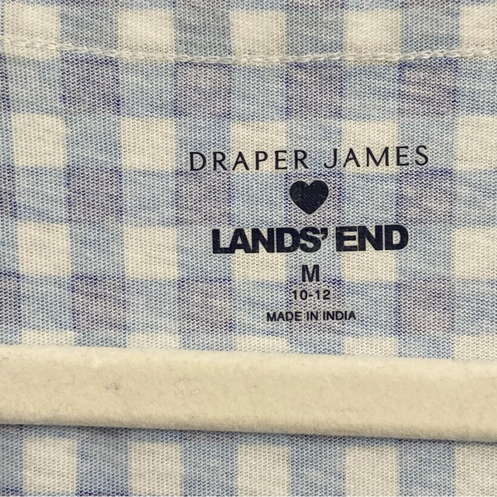 LAND'S END x DRAPER JAMES / Blue Gingham Shift Dress Size M (10-12)